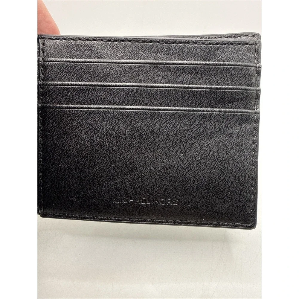Michael Kors Jet Set Mens Slim Bifold Wallet ~ MK Logo‎ ~ Black Gray